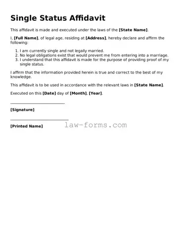 Valid Single Status Affidavit Template