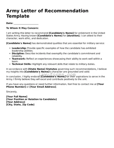 Valid Army Letter of Recommendation Template