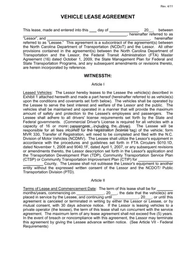 Commercial Vehicle Lease Agreement PDF Template