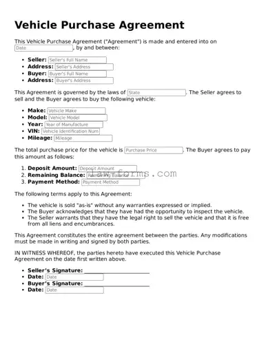 Valid Vehicle Purchase Agreement Template