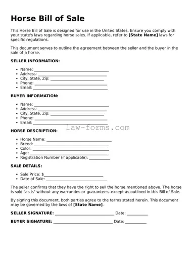 Valid Horse Bill of Sale Template