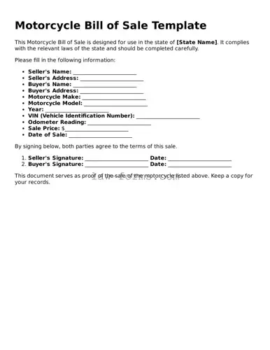 Valid Motorcycle Bill of Sale Template