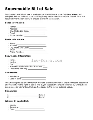 Valid Snowmobile Bill of Sale Template