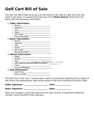 Valid Golf Cart Bill of Sale Template