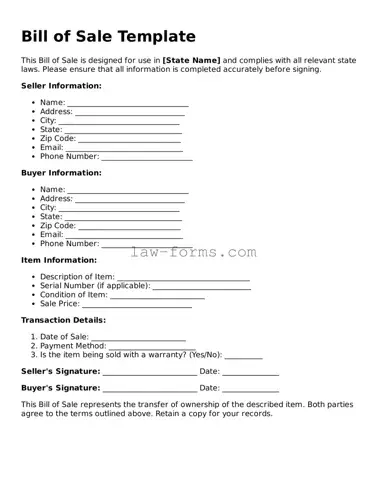 Valid Bill of Sale Template