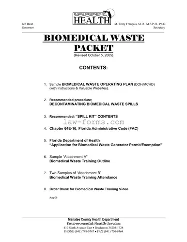 Biomedical Waste Operating Plan PDF Template