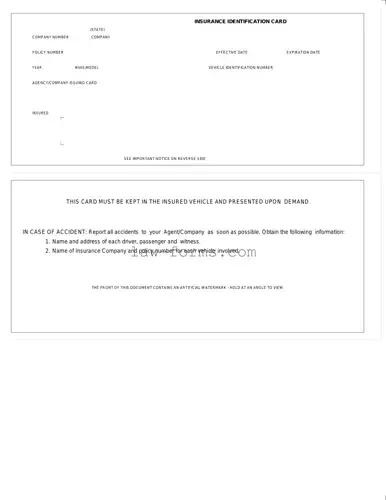 Auto Insurance Card PDF Template