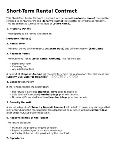 Valid Short-Term Rental Contract Template