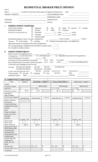 Broker Price Opinion PDF Template