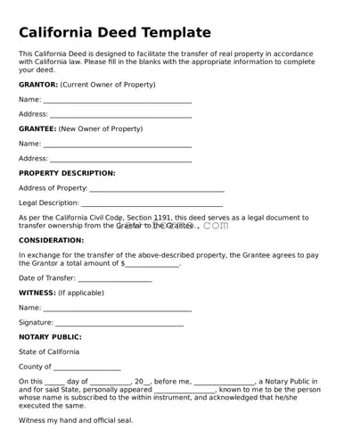 Valid Deed Form for California State