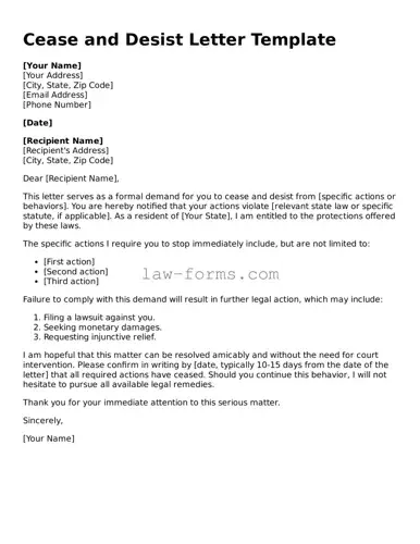 Valid Cease and Desist Letter Template