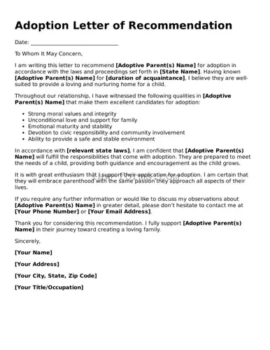 Valid Adoption Letter of Recommendation Template