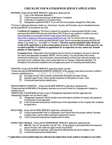 Dekalb County Water Application PDF Template