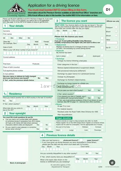 D1 Dvla PDF Template