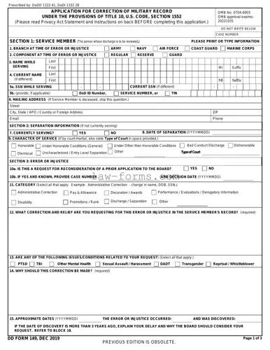 DD 149 PDF Template
