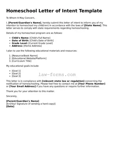 Valid Homeschool Letter of Intent Template