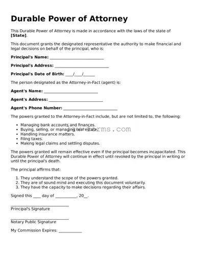 Valid Durable Power of Attorney Template