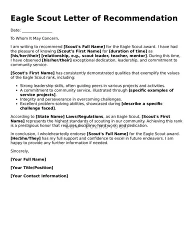Valid Eagle Scout Letter of Recommendation Template