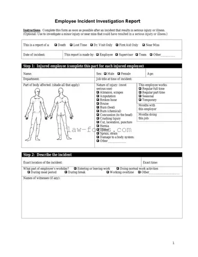 Employee Accident Report PDF Template