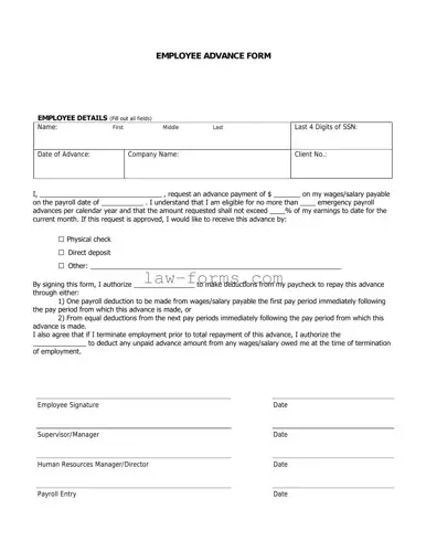 Employee Advance PDF Template