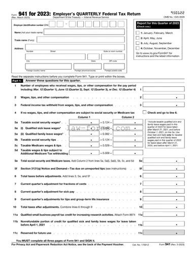 IRS 941 PDF Template