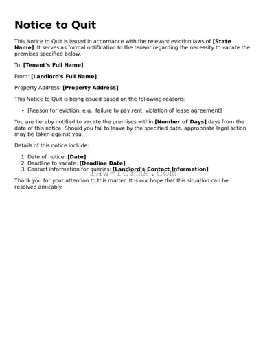 Valid Notice to Quit Template