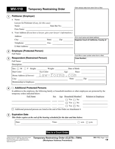 Fake Restraining Order PDF Template