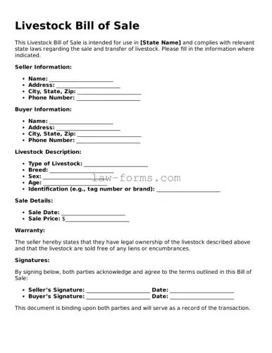 Valid Livestock Bill of Sale Template
