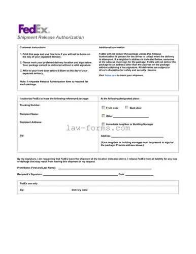 Fedex Release PDF Template