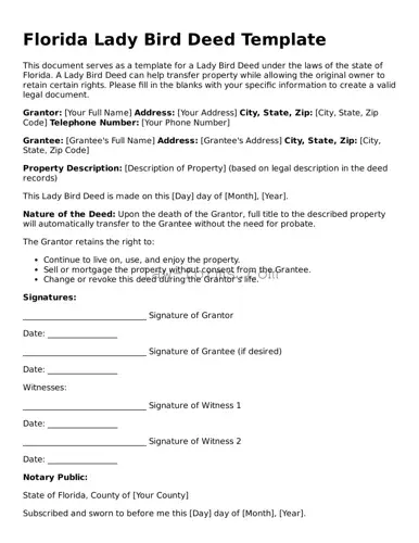 Valid Lady Bird Deed Form for Florida State