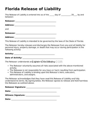 Valid Release of Liability Form for Florida State