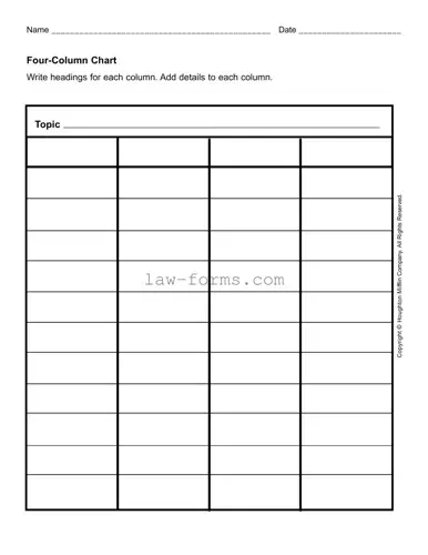 Four Column Chart PDF Template