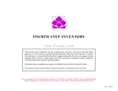 Fourth Step Inventory PDF Template