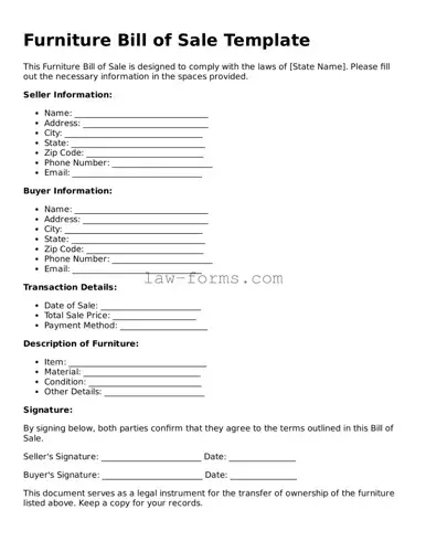 Valid Furniture Bill of Sale Template