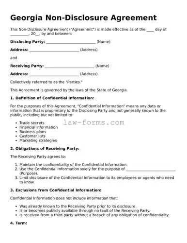 Valid Non-disclosure Agreement Form for Georgia State