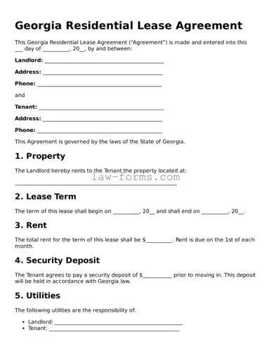 Valid Residential Lease Agreement Form for Georgia State