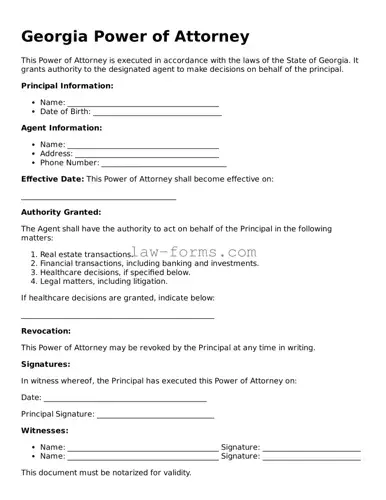 Valid Power of Attorney Form for Georgia State