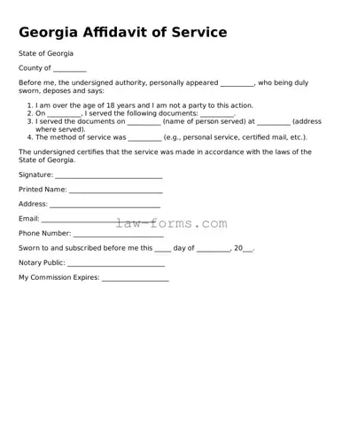 Valid Affidavit of Service Form for Georgia State