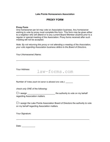 Homeowners Association Proxy PDF Template