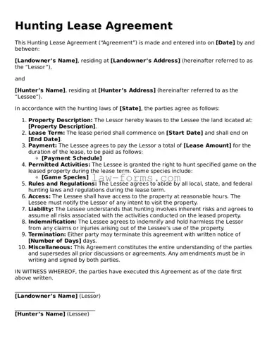 Valid Hunting Lease Agreement Template