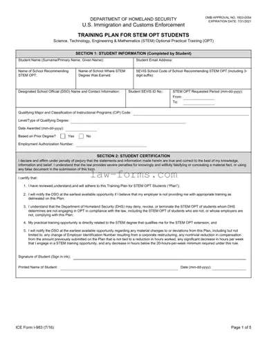 ICE I-983 PDF Template