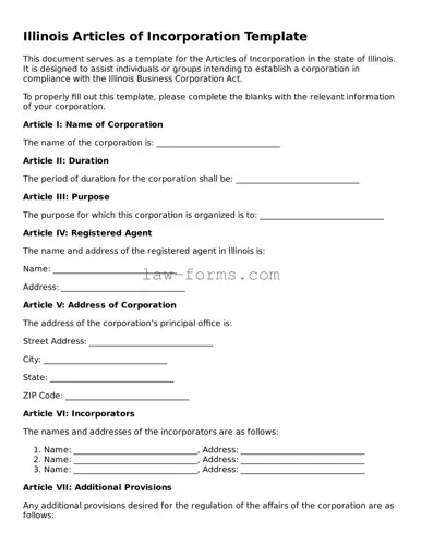 Valid Articles of Incorporation Form for Illinois State