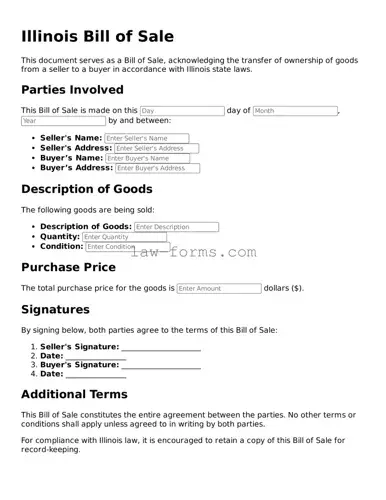 Valid Bill of Sale Form for Illinois State