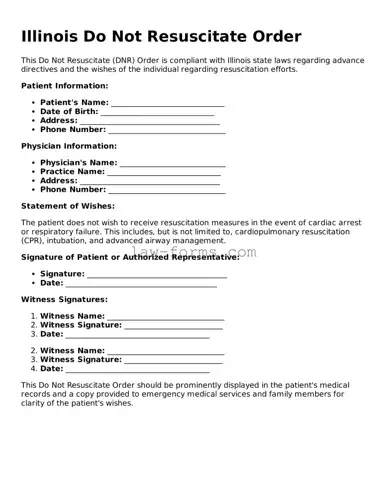 Valid Do Not Resuscitate Order Form for Illinois State
