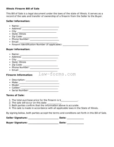 Valid Firearm Bill of Sale Form for Illinois State