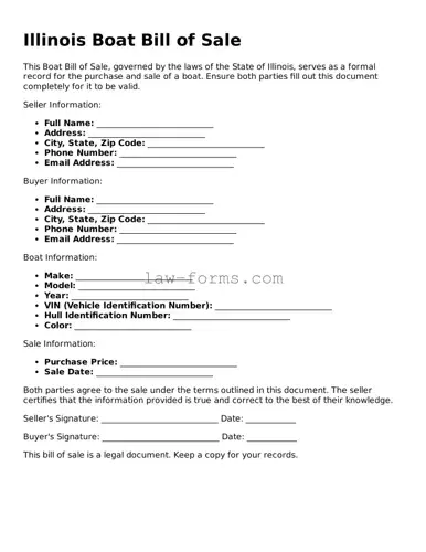 Valid Boat Bill of Sale Form for Illinois State