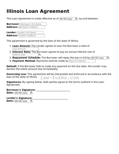 Valid Loan Agreement Form for Illinois State