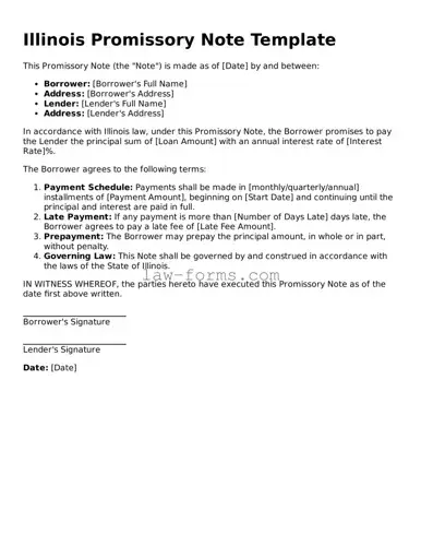 Valid Promissory Note Form for Illinois State
