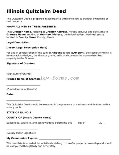 Valid Quitclaim Deed Form for Illinois State