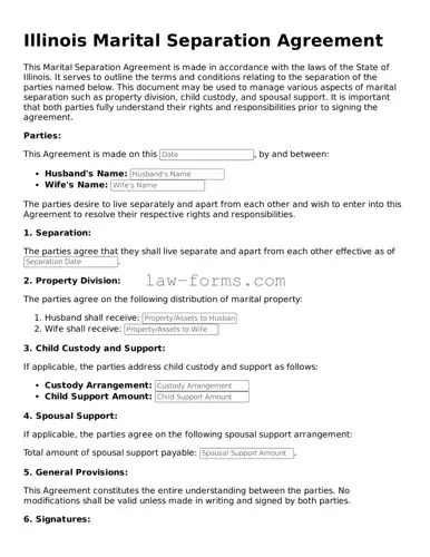 Valid Marital Separation Agreement Form for Illinois State